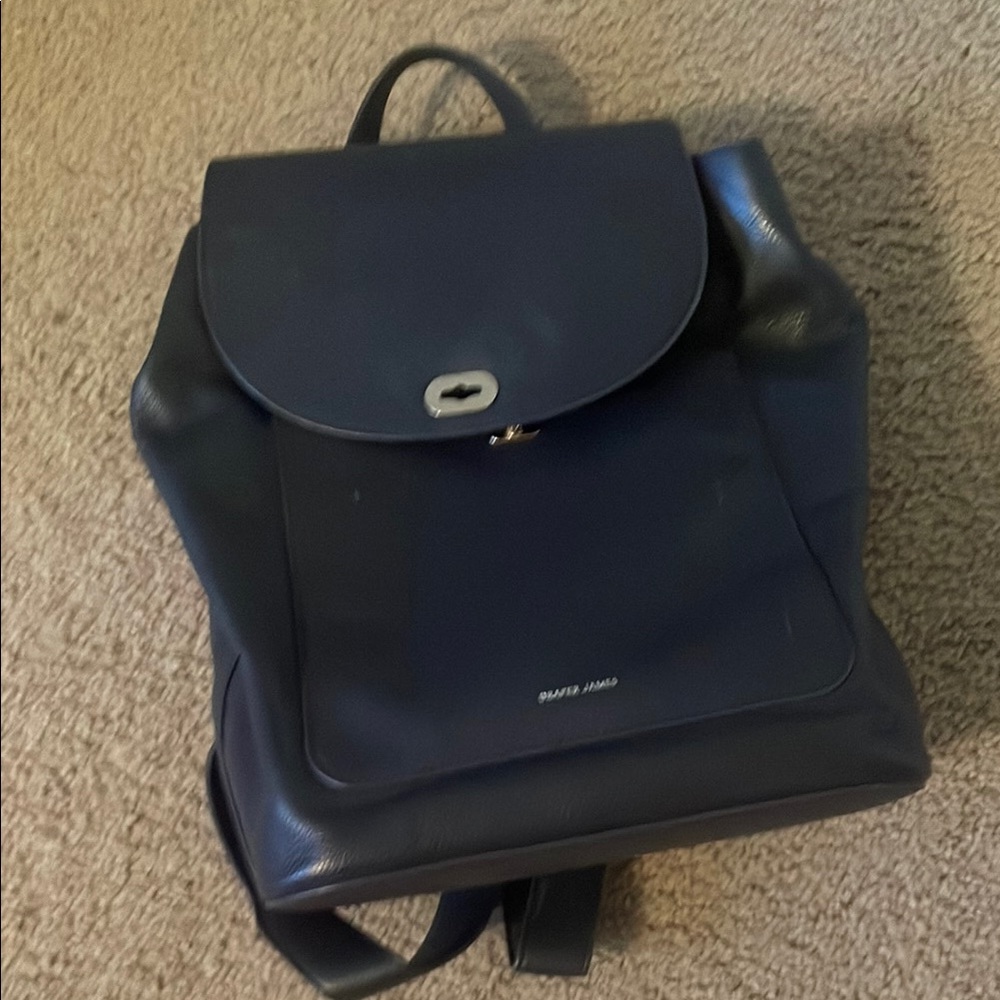 Draper James Navy Blue Leather Backpack
